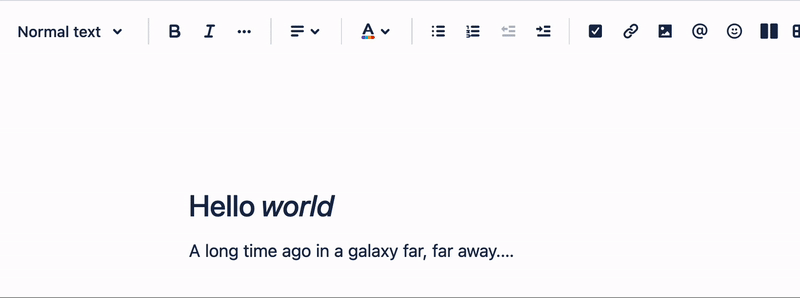 Double click on a word in a heading to edit its formatting in Confluence