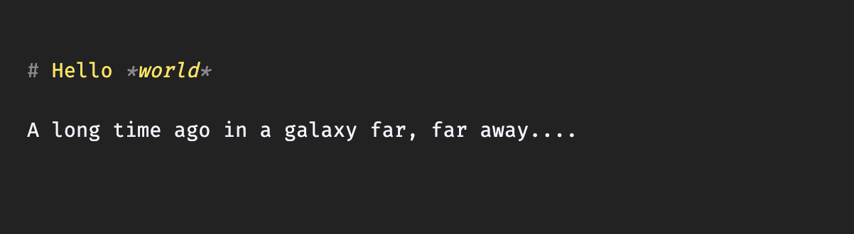 Syntax highlighting Markdown characters and inline formatting italic text