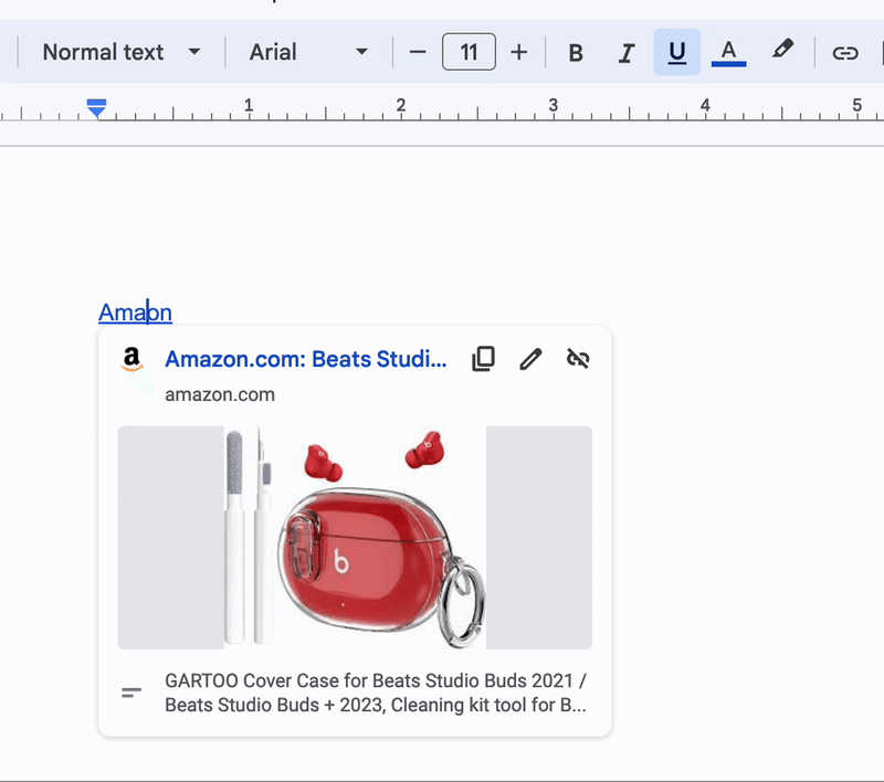No problem editing characters in between start and end of a link's text in Google Doc