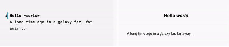 Add and delete hash characters in the editor on the left side