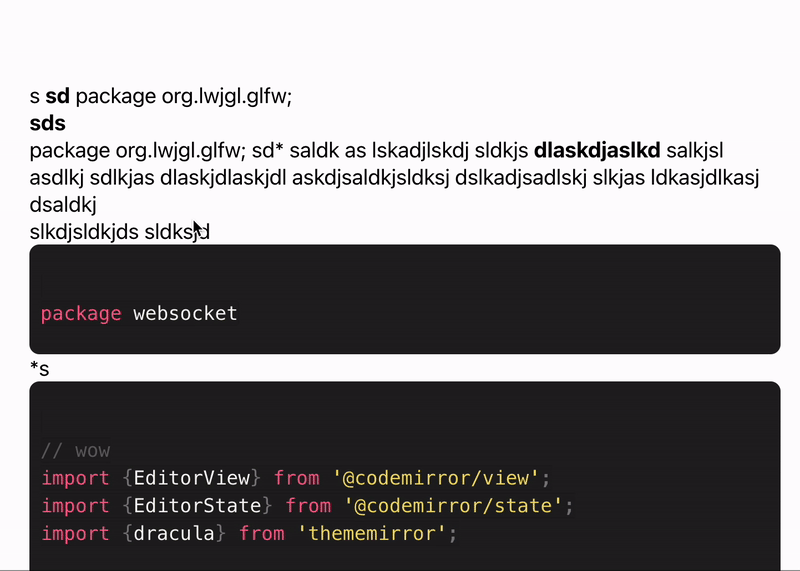 Insert 3 backtick characters on top of a paragraph you want the code block to start, and another 3 backticks at the bottom of a paragraph where the code block ends.