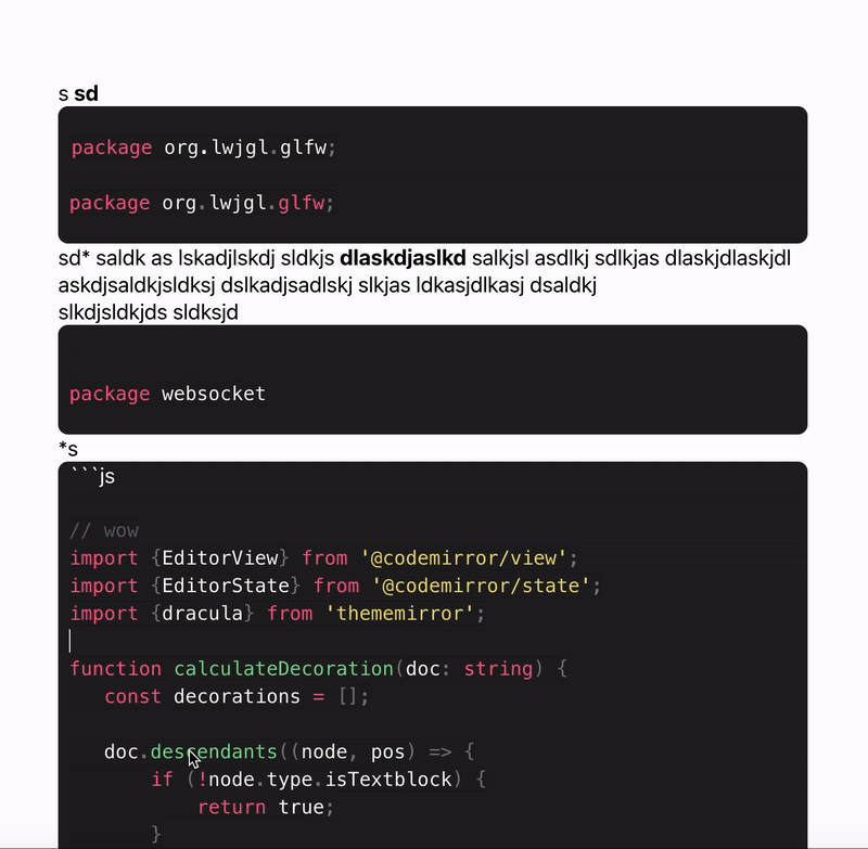 In an active code block, drag and highlight anywhere in the code block and release it in another code block will merge the former code block into the latter code block.
